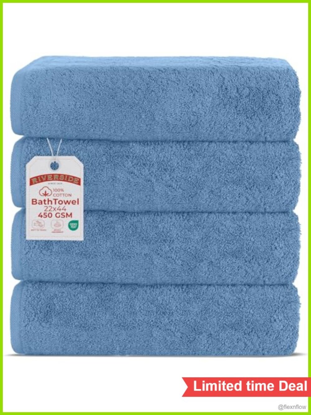 100% Ring-Spun Cotton Bath Towels 4 Pack 22x44 Quick Dry Absorbent